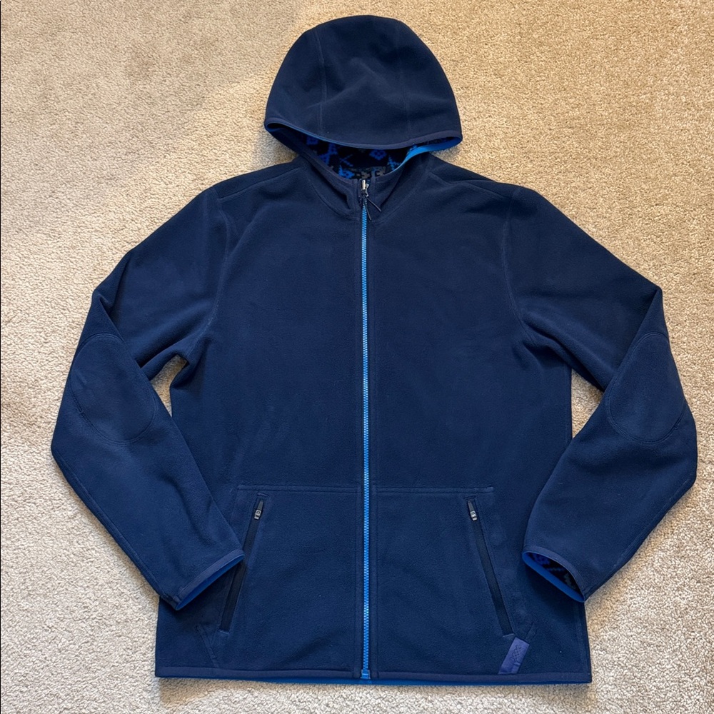 RHONE Aztec Reversible Montage Fleece Full Zip Hoodie Blue Patterned Jacket
